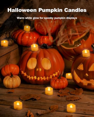 Homemory 50-Pack Flameless Tea Lights Candles Battery Operated, 200+ Hours - color: Bright Amber Glow – White Body, size: Pack of 50