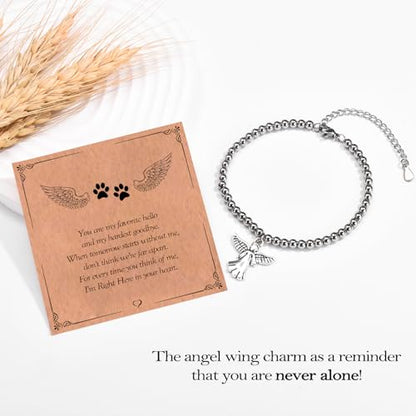 Sympathy Gifts for Loss of Loved One, Memorial Bereavement Gifts for Loss of Mother Father Husband Pets, Angel Bracelet Beads for Women - style: loss of dog