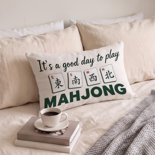 Mahjong Players Lovers Gifts Lumbar Pillow Cover Case 12x20 - color: Mahjong B