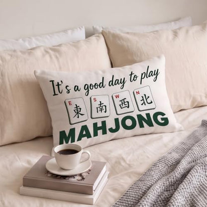 Mahjong Players Lovers Gifts Lumbar Pillow Cover Case 12x20 - color: Mahjong B