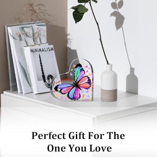 Butterfly Acrylic Birthday Gift, Keepsake for Women, Men, Friends, Sister, Bestie, Coworker - Table, Desk Sign for Home - style: Happy Birthday