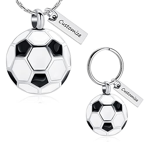 constantlife Football Cremation Jewelry for Ashes Memorial Urn Necklace Stainless Steel Soccer Pendant Keepsake Ashes Holder - color: Customize