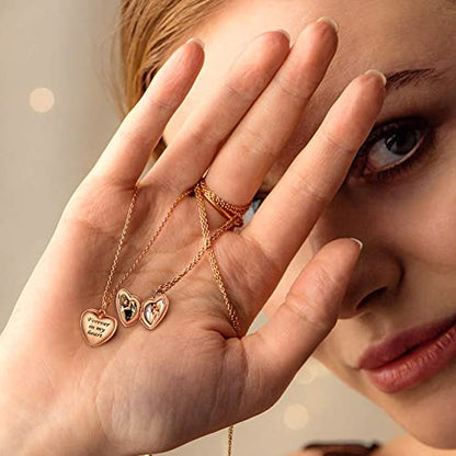 Bestyle Sterling Silver Heart Locket Necklace for Women, Dainty Cute Small Heart Locket Pendant in Gold/Rose Gold/Silver, Love Statement Jewelry Gift for Mother Wife - color: A1. Forever In My Heart-Rose Gold-Locket Only, NO Custom