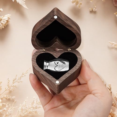 Customize Wooden Small Urn for Human Ashes Keepsake Memorial Box - style: Heart-Customize