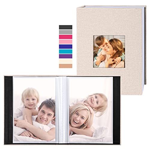 Ywlake Photo Album 4x6 50 Pockets 2 Packs, Small Mini Capacity Linen Photo Album Bulk Sets, Each Pack Holds 50 Top Loader Vertical Only Picture for Kids Boy Girls Beige - color: Beige, size: 50 Pockets/2PK