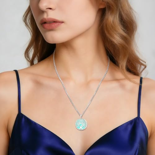 Sterling Silver Tree of Life Necklace for Women Oval Family Tree Necklace Abalone Shell Moonstone Pendant Mother Day Necklace for Mom Tree of Life Jewelry - style: Tree of Life-Locket Necklace