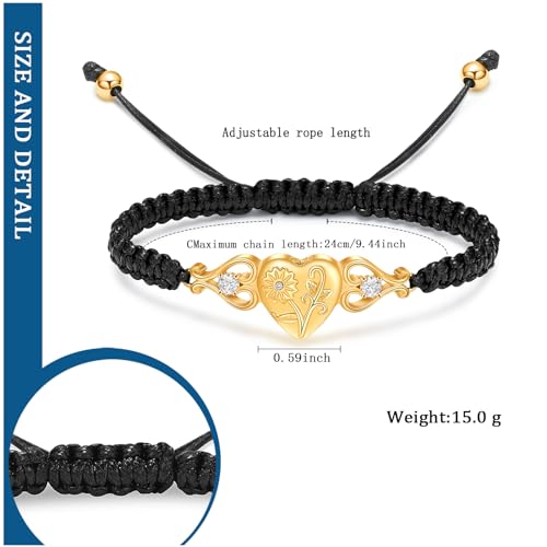 constantlife Double Heart Cremation Bracelet for Ashes for Women Stainless Steel Pendant Urn Memorial Jewelry Loved Ones Human Pet Funeral Keepsake Gift - color: Sunflower-Golden