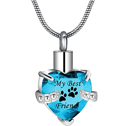 Cremation Jewelry for Ashes for Dog Cat Waterproof Pet Memorial Urn Pendant Necklace for Ashes - color: ZMBF-Blue