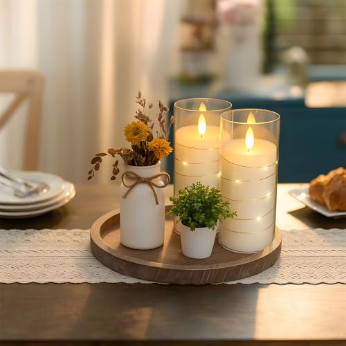 Flickering Flameless Candles with Remote Timer, 6pcs LED Battery Operated Candles with Embedded String Lights White, D3 H6 - color: White