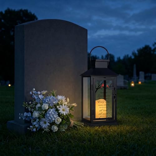 Solar Memorial Lantern Outdoor Waterproof, Sympathy Gifts for Loss of Loved One Mom Dad, Remembrance Grief Gift for Loss, in Memory of Loved One Gifts - style: Cardinal/Black