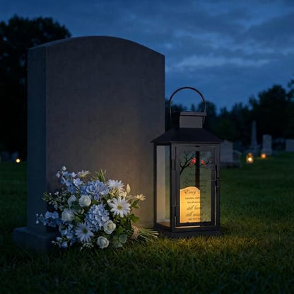 Solar Memorial Lantern Outdoor Waterproof, Sympathy Gifts for Loss of Loved One Mom Dad, Remembrance Grief Gift for Loss, in Memory of Loved One Gifts - style: Cardinal/Black