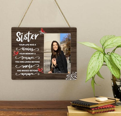 Sister Memorial Wooden Picture Frame, In Loving Memory Remembrance Photo Frame Gifts for Sister, Bereavement Sympathy Wooden Frame for Loss of Sister, 4x6 inch Photo - style: Sister Memorial Frame