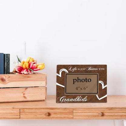 Best Grandparents Gifts, Life is Just Better With Grandkids, Grandparents and Grandkids Picture Frame, Farmhouse Wooden Photo Frame Fitting a 4 x 6 Inch Photo - color: Life is Just Better With Grandkids