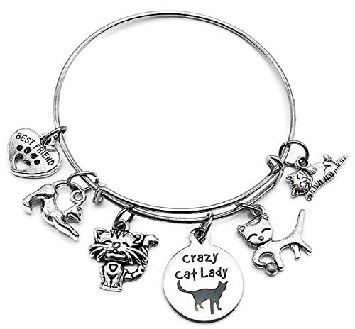 Kit's Kiss Cat Bracelet Pets Lover Kitty Crazy Lady Cat Mom Gift Best Friend Paw Print Bangle Bracelet