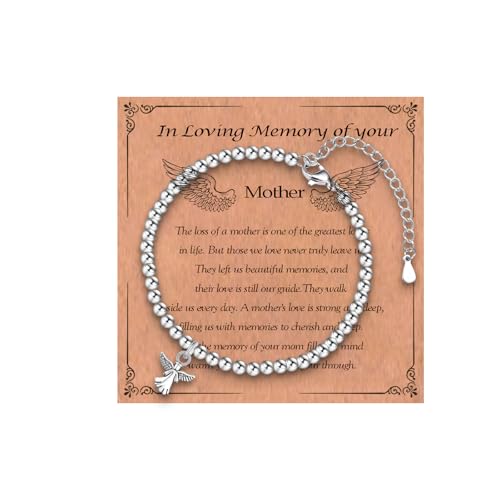 Sympathy Gifts for Loss of Loved One, Memorial Bereavement Gifts for Loss of Mother Father Husband Pets, Angel Bracelet Beads for Women - style: loss of mother