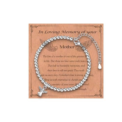 Sympathy Gifts for Loss of Loved One, Memorial Bereavement Gifts for Loss of Mother Father Husband Pets, Angel Bracelet Beads for Women - style: loss of mother