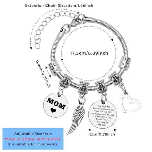Memorial Bracelets for Loss of Mom Remembrance Gifts for Loss of Mother Father In Memory of Loved Gifts Bereavement Bangle Bracelet Sympathy Gift for Losses Mom Dad Bracelets Memory Gift