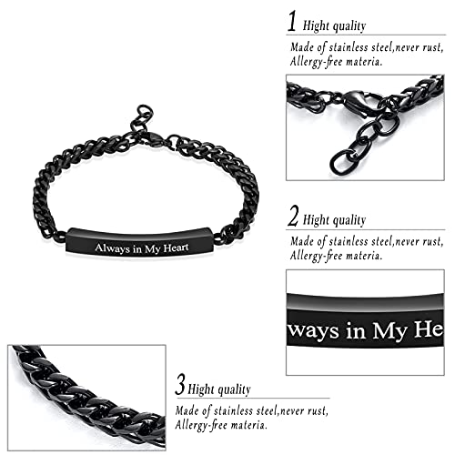 Urn Bracelet for Ashes Cremation Jewelry Braided Rope Adjustable Bangle Stainless Steel Memorial Bracelets Ash Holder Keepsake Jewelry-Always in My Heart - color: B-Black