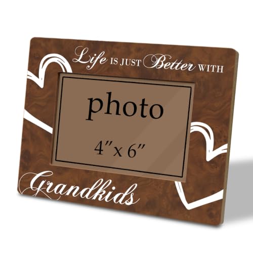 Best Grandparents Gifts, Life is Just Better With Grandkids, Grandparents and Grandkids Picture Frame, Farmhouse Wooden Photo Frame Fitting a 4 x 6 Inch Photo - color: Life is Just Better With Grandkids