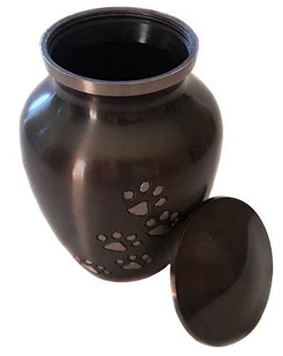 Ottillie Legacy Ebony/Pewter/Vert Pet Urn, up to 65lbs - color: Ebony, Vertical Pewter Paws, size: Medium