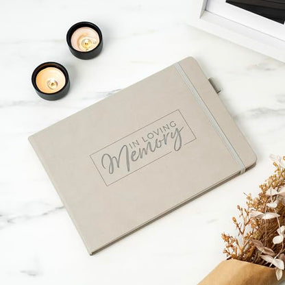 Clever Fox Funeral Guest Book for Memorial Service w/Address, Foggy Alps | 10x7 in, 120 pages, Eco leather hardcover, Personalized celebration of life guestbook, Memory book & condolence register - color: Foggy Alpes