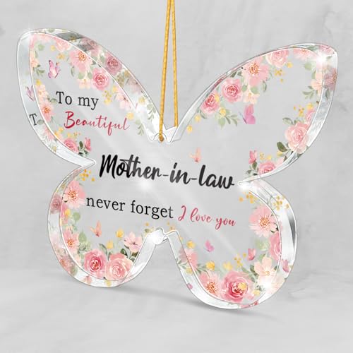 Mother in Law Gifts for Mom from Daughter Son in Law, Suitable for Birthdays, Mother's Day, Christmas and Thanksgiving Gifts for Mother-in-Law, Pink Butterfly Decorative Accessories, 3.1x2.1 Inches - color: Motherlaw