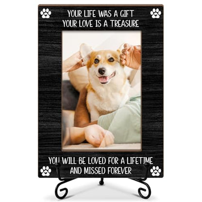 Dog Memorial Picture Frame Pet Memorial Frame, 4x6 Wooden Frame with Stand, Sympathy Gifts Pet Memorial Gifts For Loss Of Pet, Home Office Desk Shelf Decorations -50 - style: Pet Memorial