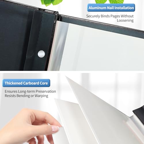 Inspirational Leather Photo Album - Magnetic Self-Stick Family Memory Book | DIY Scrapbook Holds 3x5, 4x6, 5x7, 6x8 Pictures, Motivational Scrapbook Journal for Couples, Graduation & Life Journey Gifts - color: black-always remember