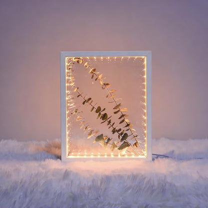 Shadow Box Frame with Lights 10'' ×8 '' Memory Boxes Keepsakes Display Case Dried Flower 3D Deep Picture Frame Memorial Gifts Memorabilia Medal Wedding Travel Baby Items (White) - color: White