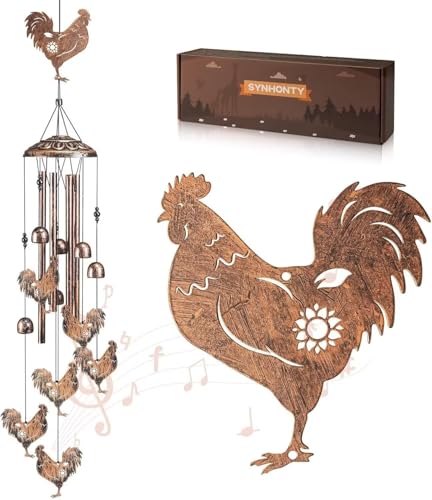 Chicken Wind Chimes for Outside,Gardening Gifts for Chicken Lover，Women，Men，Mom，Birthday Party Decorations,Memorial Gifts,Wind Chimes Outdoors，Indoors，Room，Home，Garden，Patio,Yard,Rooster Decor - size: Chicken