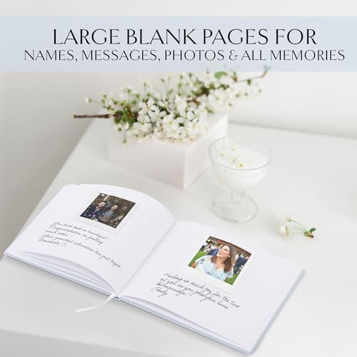 Beautiful Wedding Guest Book for Your Wedding Reception w/ Polaroid Photos | Simply Elegant Guestbook to Sign in and Add Photos - The Perfect Baby Shower Guest Book for the Special Day - color: Blue