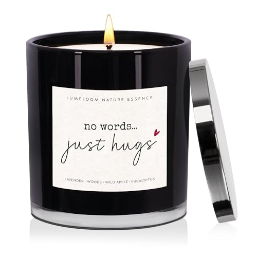 LUMELOOM No Words Just Hugs Candle, 9oz Lavender Scented Soy Wax Candle | Sympathy Gifts for Loss of Loved One, Sympathy Memorial Thinking of You Bereavement Grief Miscarriage Gifts for Women
