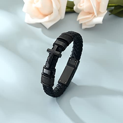 shajwo Cremation Jewelry Cross Urn Bracelet for Ashes for Women Men - color: Black 20cm