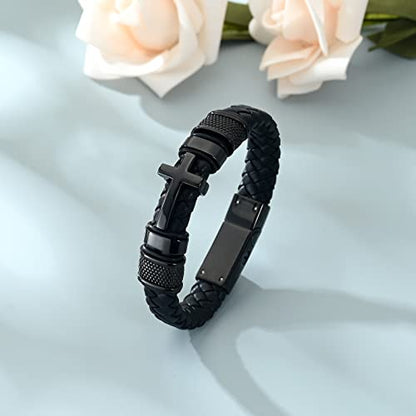shajwo Cremation Jewelry Cross Urn Bracelet for Ashes for Women Men - color: Black 20cm