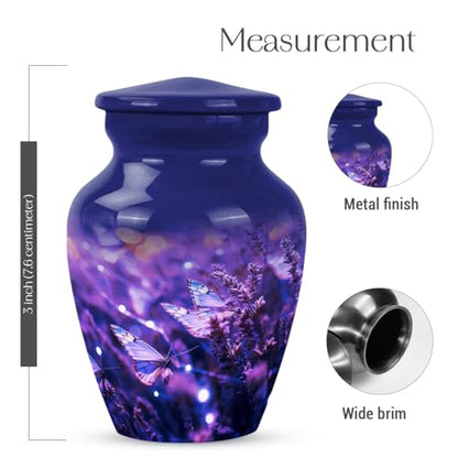Purple Butterfly Urns for Human Ashes Adult Man & Women, Small Keepsake Urn for Human Ashes Adult Male, Mini Cremation Urns 3Inch - color: Purple Butterfly Urn