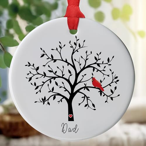 Jocidea Memorial Cardinal Ornament Gift, Sympathy Gift for Loss of Dad, In Loving Memory of Dad, Memorial Christmas Ornament, Bereavement Gift for Loved One in Heaven - color: Cardinals Stopped on the Branch - Dad