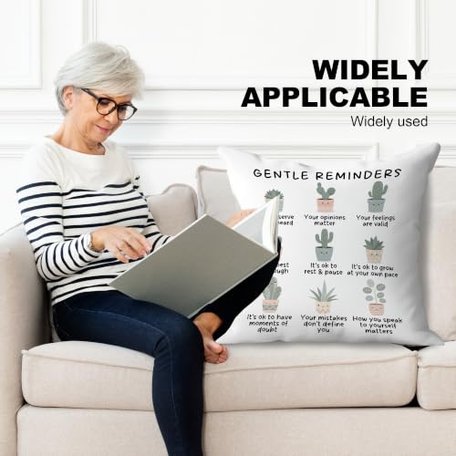 Gentle Reminders Plant Mental Health Pillow Cover 18x18 Double-Sided - color: Gentle Reminders