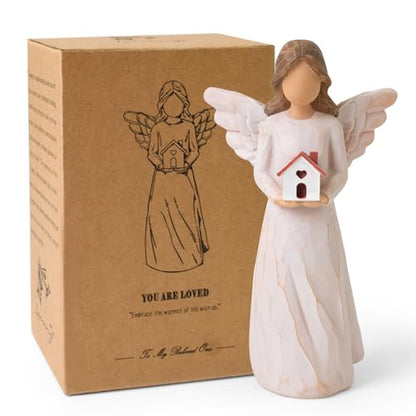 Housewarming Gifts New Home, Angel with House Figurines Hand-Painted | House warming Gifts Ideas for Women, Men, Couple, First Time Home Buyers, Homeowners - style: Housewarming Gifts