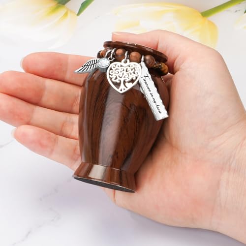 Small Urn for Human Ashes Aluminium Keepsake Memorial | Mini Urn for Ashes, Meaningful Memorial Keepsake Gift, Durable Aluminum Cremation Urn with Elegant Design - style: Wood Grain