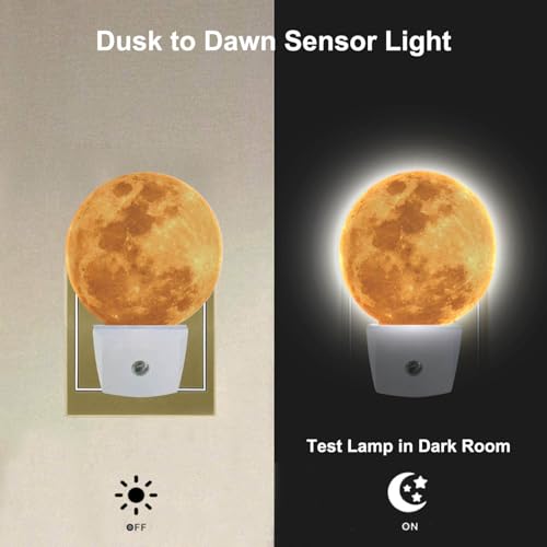 Moon Lamp Yellow Full Moon LED Dusk to Dawn Night Light Auto Sensor for Bedroom Bathroom Hallway Living Room - color: Yellow Full Moon