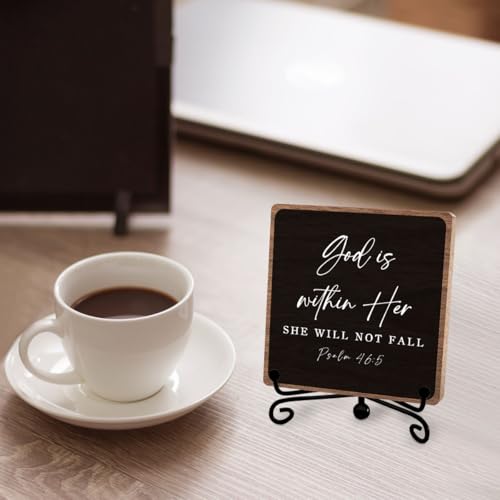 Bible Verses Rustic Plaque, Farmhouse Religion Decor for Office Shelf Home | Christian Inspirational Gift for Women Men Friends Family, Farm House Entryway Tv Stand Fireplace Coffee Table Decoration - style: God within her