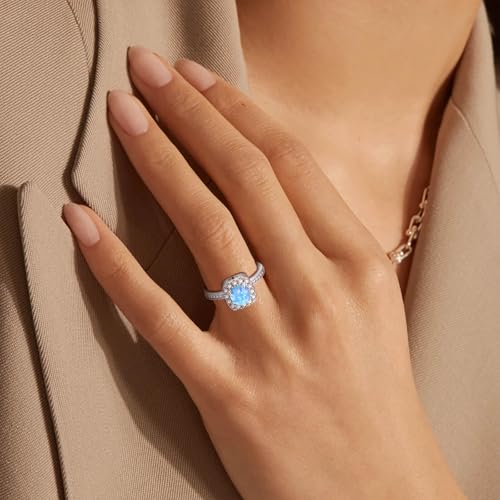 925 Sterling Silver Cremation Urn Ring for Women Memorial Ashes Keepsake Jewelry to Honor Loved Ones - color: Blue opal