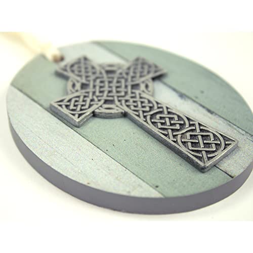 Abbey & CA Gift Celtic Cross MDF Ornament On Cream Ribbon Gift Boxed - style: Celtic Cross MDF