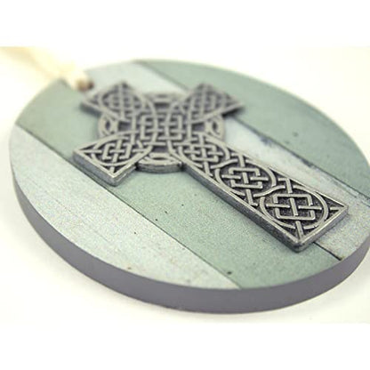 Abbey & CA Gift Celtic Cross MDF Ornament On Cream Ribbon Gift Boxed - style: Celtic Cross MDF