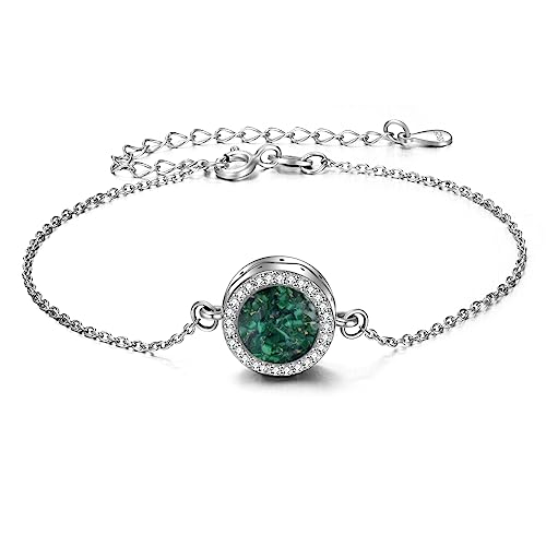Sunflower/Tree of Life Urn Bracelet for Ashes 925 Sterling Silver Sunflower/Tree of Life Cremation Keepsake Pendant Locket Bracelet for Women Mom - style: Turquoise Urn Bracelet
