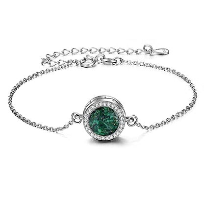 Sunflower/Tree of Life Urn Bracelet for Ashes 925 Sterling Silver Sunflower/Tree of Life Cremation Keepsake Pendant Locket Bracelet for Women Mom - style: Turquoise Urn Bracelet