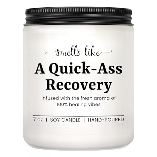 Funny Get Well Soon Gifts, Surgery Recovery Gift for Women, Lavender Candle | Cancer Comfort Gift, Feel Better Present for Friend, Funny Injury Sick Quick Recovery Prtesent, 7oz Lavender Soy Wax Candle - color: White-Smells like a quick recovery