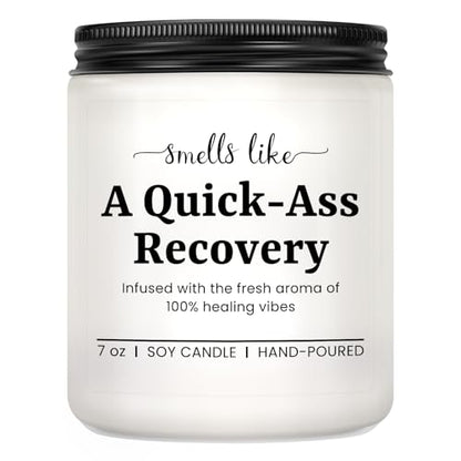Funny Get Well Soon Gifts, Surgery Recovery Gift for Women, Lavender Candle | Cancer Comfort Gift, Feel Better Present for Friend, Funny Injury Sick Quick Recovery Prtesent, 7oz Lavender Soy Wax Candle - color: White-Smells like a quick recovery