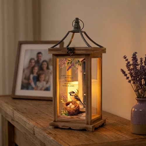 The Bridge Collection - Never Be Apart Flameless LED Candle Lantern with Timer - Commemorative Indoor Home Decor Accent - Sympathy Gift for Lost Loved One