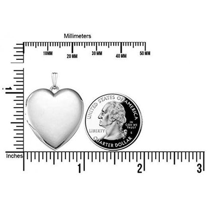 PicturesOnGold.com Sterling Silver Extra Large Heart Locket - 1 1/4 Inch X 1 1/4 Inch in Sterling Silver with Engraving